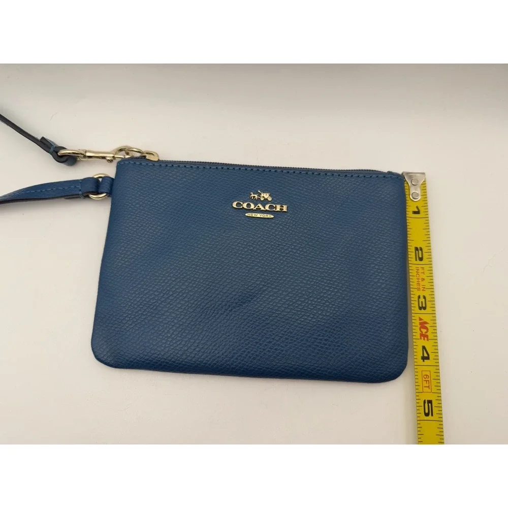 Coach Zip Wallet Wristlet Dark Teal  Corner Zip Wristlet Vintage Metal Logo